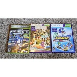 Xbox 360 Game Bundle, Sonic Free Riders, Platinum Hits Sonic, Kinect Adventures